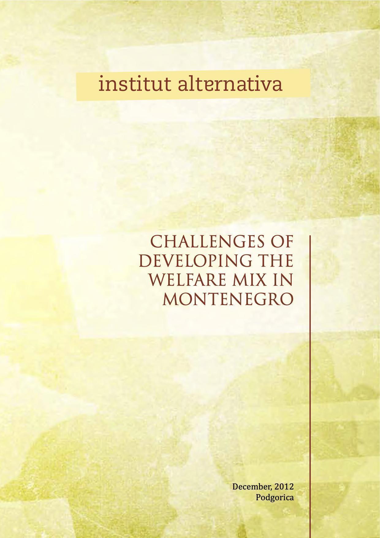 Challenges of developing the welfare mix in Montenegro